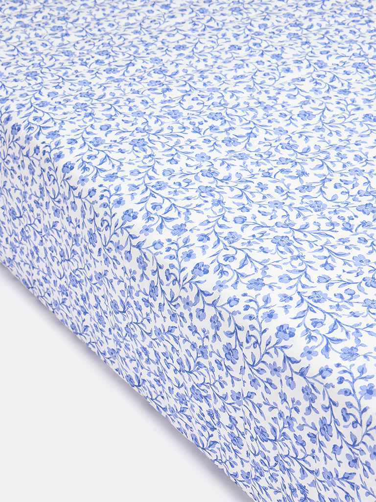 Westside Home Dusty Blue Floral Reversible Quilted Queen Bed Comforter - Image 2