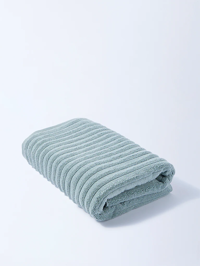 Westside Home Dusty Blue Self-Striped Bath Sheet - Image 2