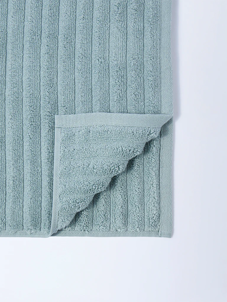 Westside Home Dusty Blue Self-Striped Hand Towel - Image 3