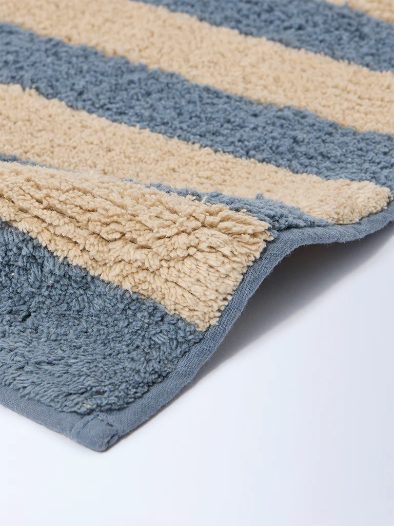 Westside Home Dusty Blue Stripe Pattern Bath Mat - Image 2