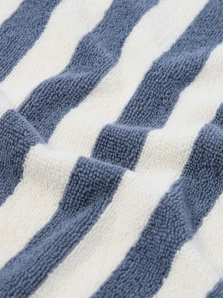 Westside Home Dusty Blue Stripe Pattern Face Towels (Set of 2) - Image 3