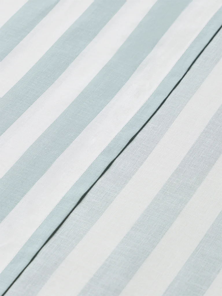 Westside Home Dusty Blue Striped Queen Bed Sheet Set - Image 3