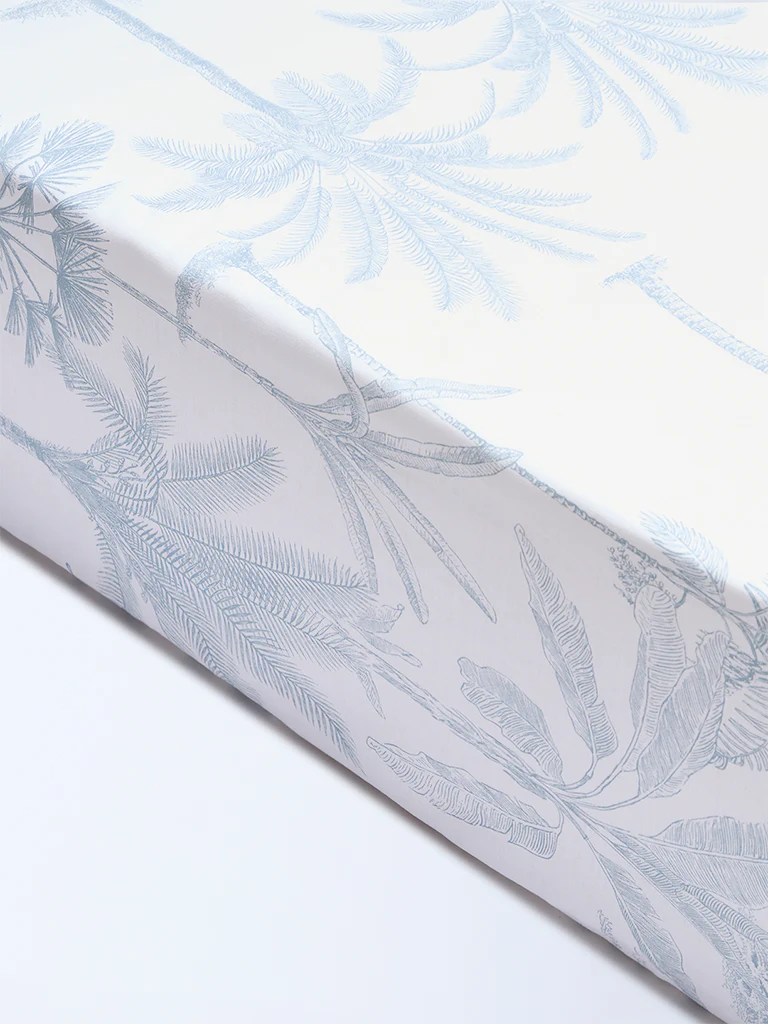 Westside Home Dusty Blue Tropical-Inspired Queen Bed Sheet Set - Image 2