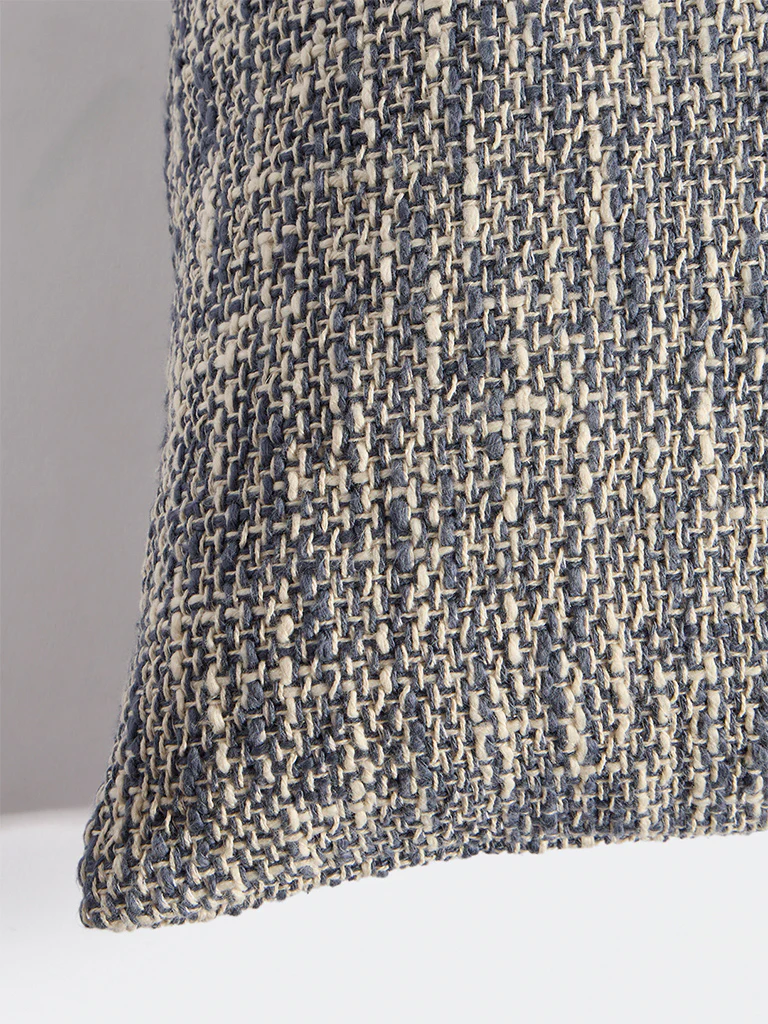 Westside Home Dusty Blue Woven-Textured Cushion Cover - Image 4