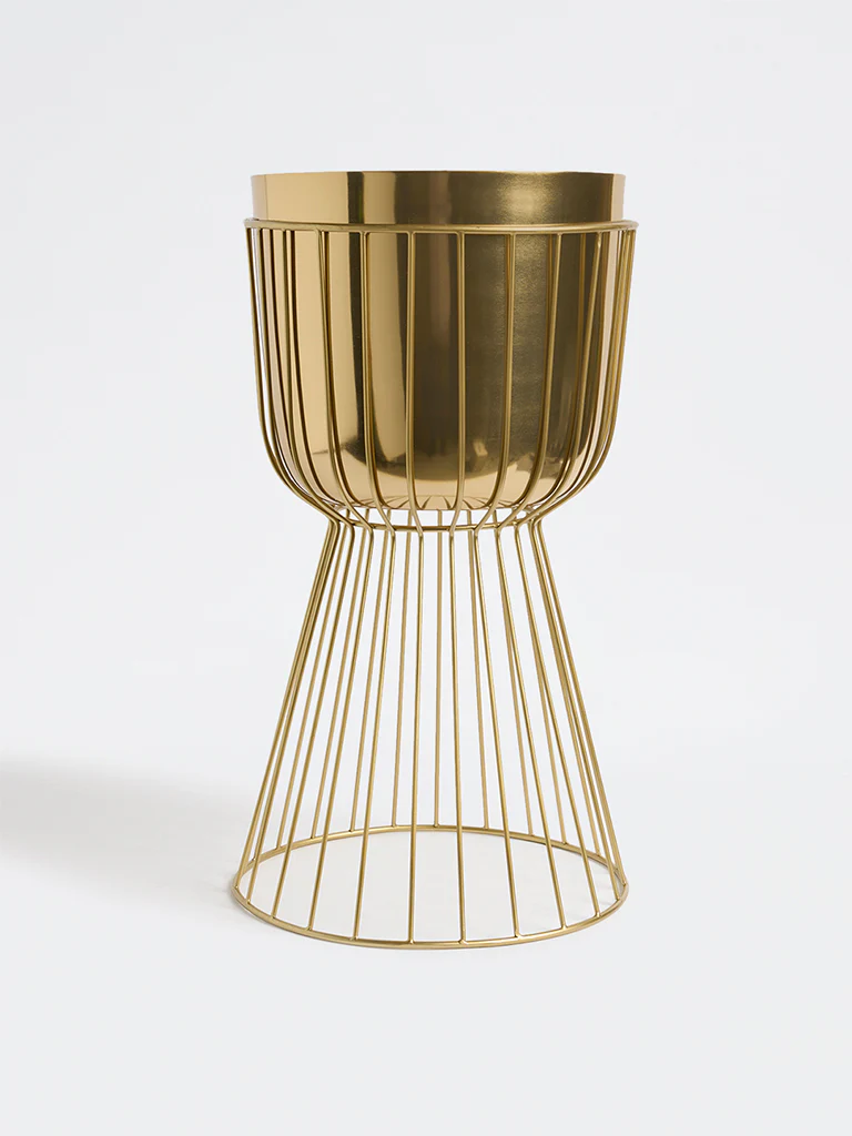 Westside Home Gold Cage Metal Planter with Stand