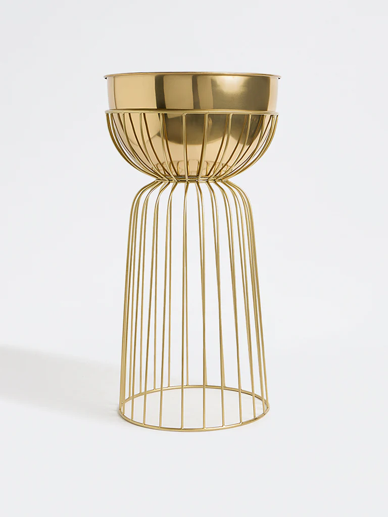 Westside Home Gold Cage Metal Planter with Stand