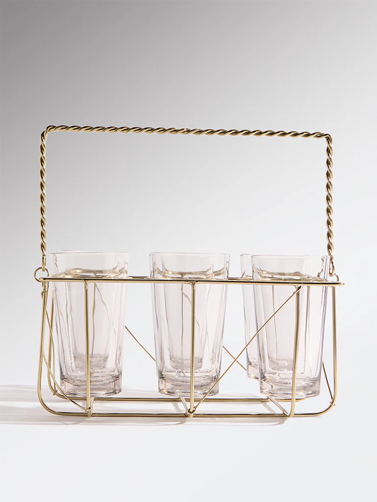 Westside Home Gold Chai Caddy with Glass (Set of 6) - Image 2