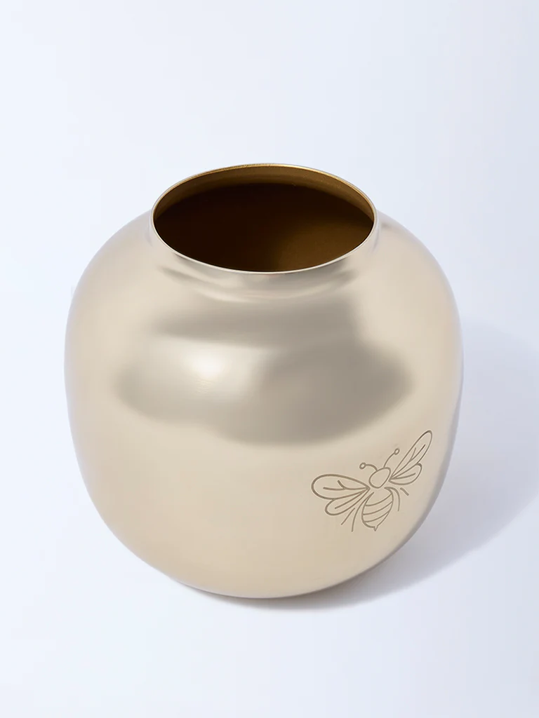 Westside Home Gold Etched Metal Vase - Image 2