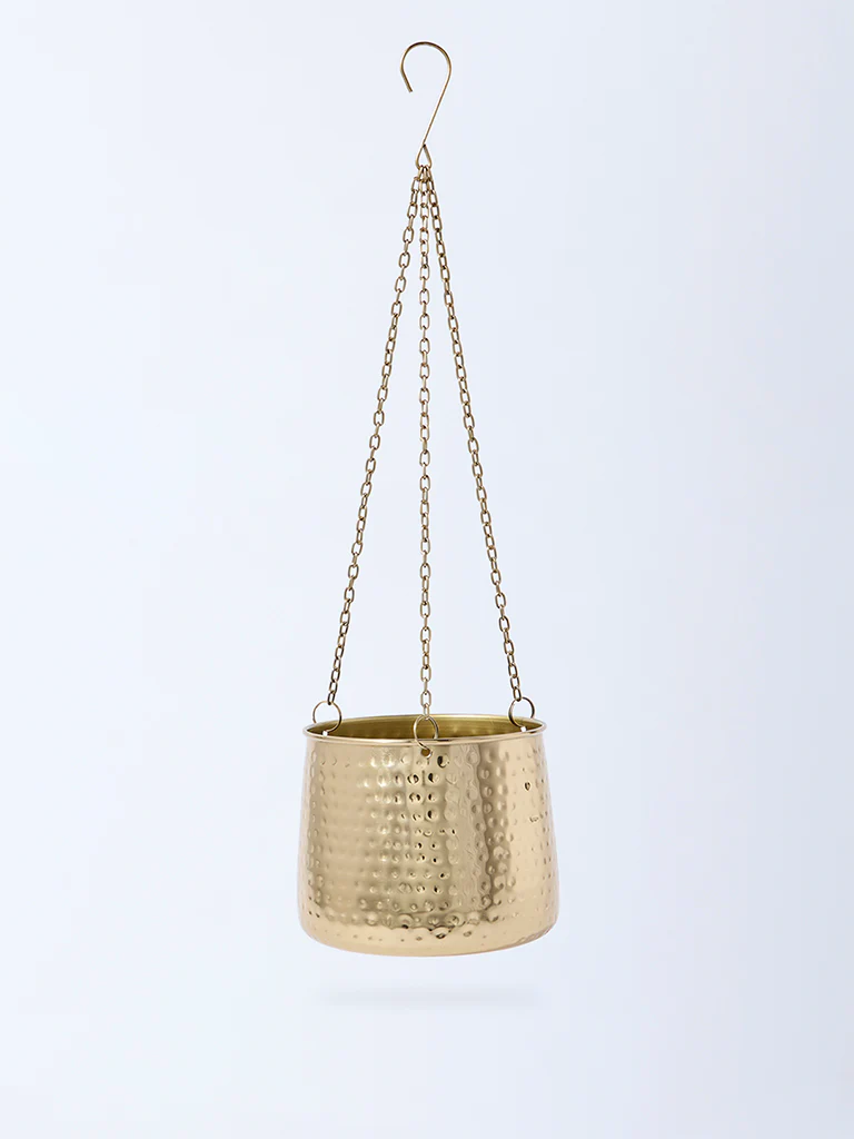 Westside Home Gold Hammered Textured Hanging Planter