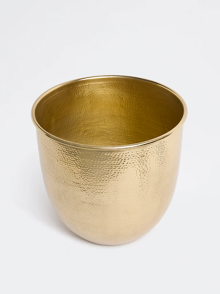Westside Home Gold Hammered Textured Planter - Large - Image 2