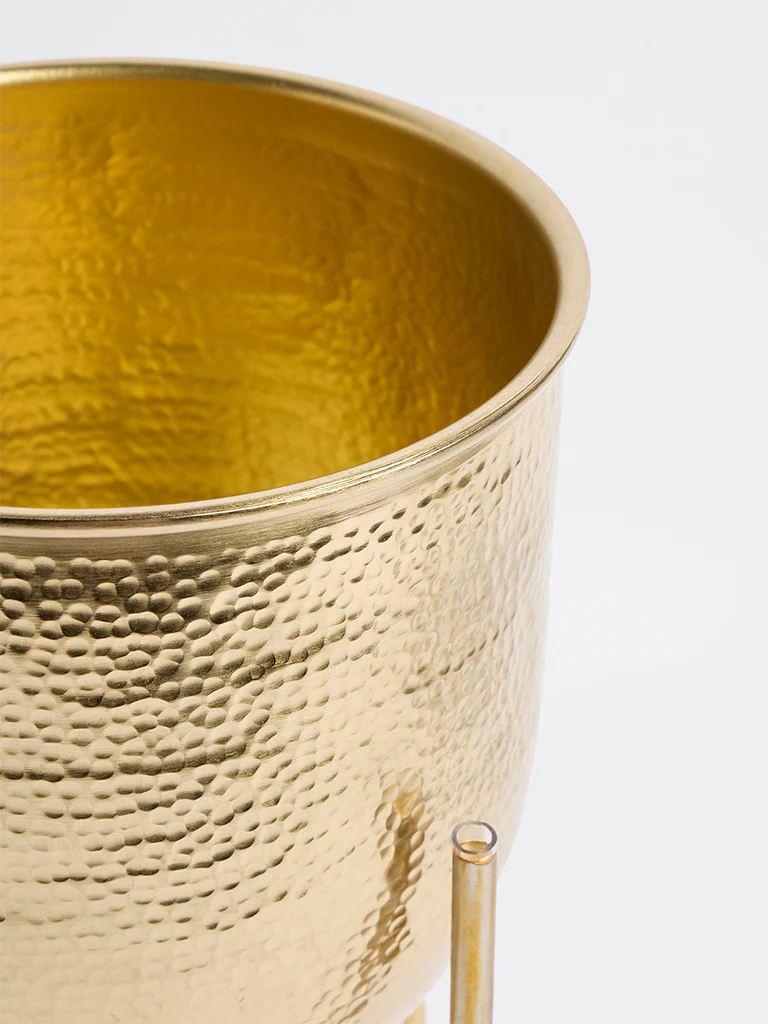 Westside Home Gold Hammered Textured Planter with Stand - Large - Image 3