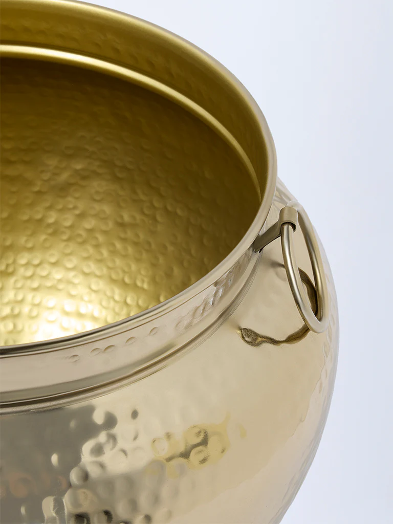 Westside Home Gold Hammered Textured Urli Planter - Image 3