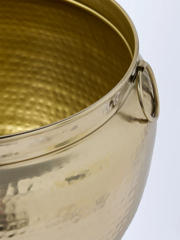 Westside Home Gold Hammered Textured Urli Planter - Image 3