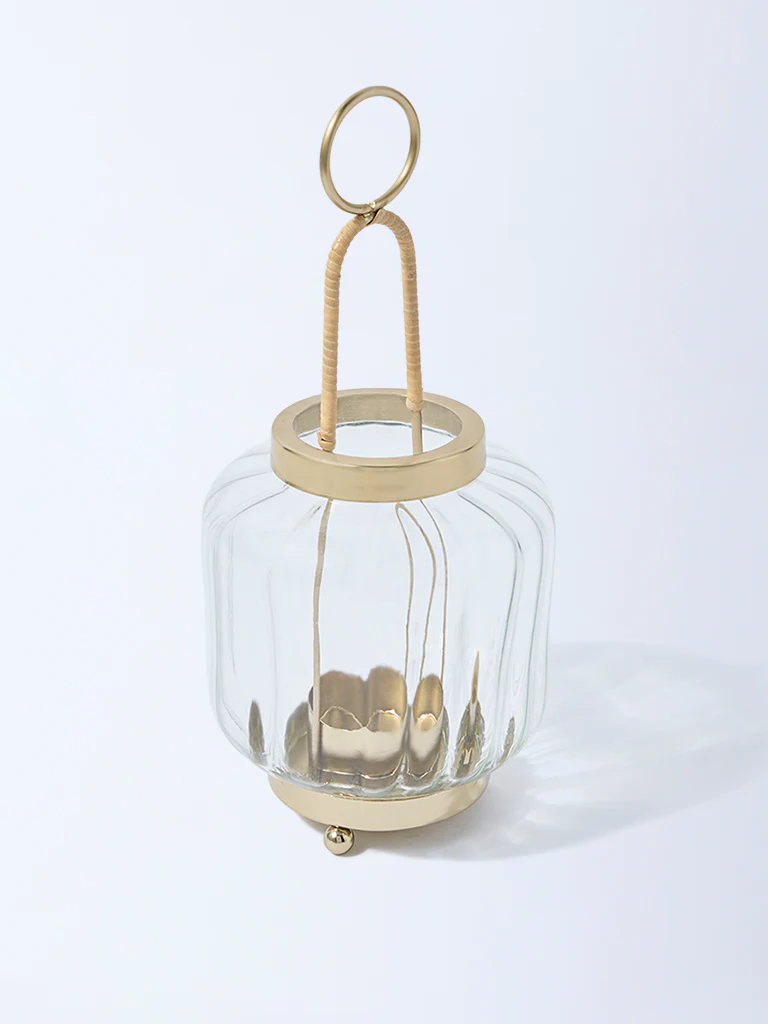 Westside Home Gold Hurricane Glass Candle Holder - Image 2