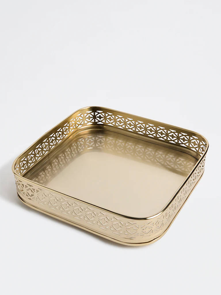 Westside Home Gold Laser-Cut Metal Tray