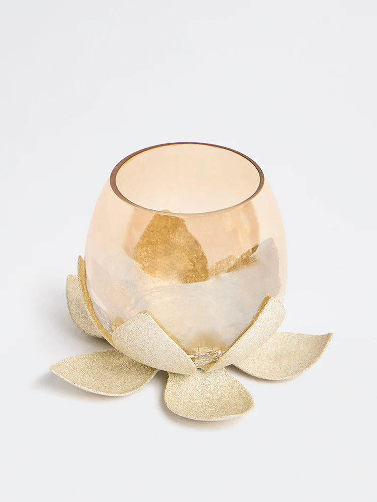 Westside Home White Lotus Design Tealight Candle Holder - Image 2