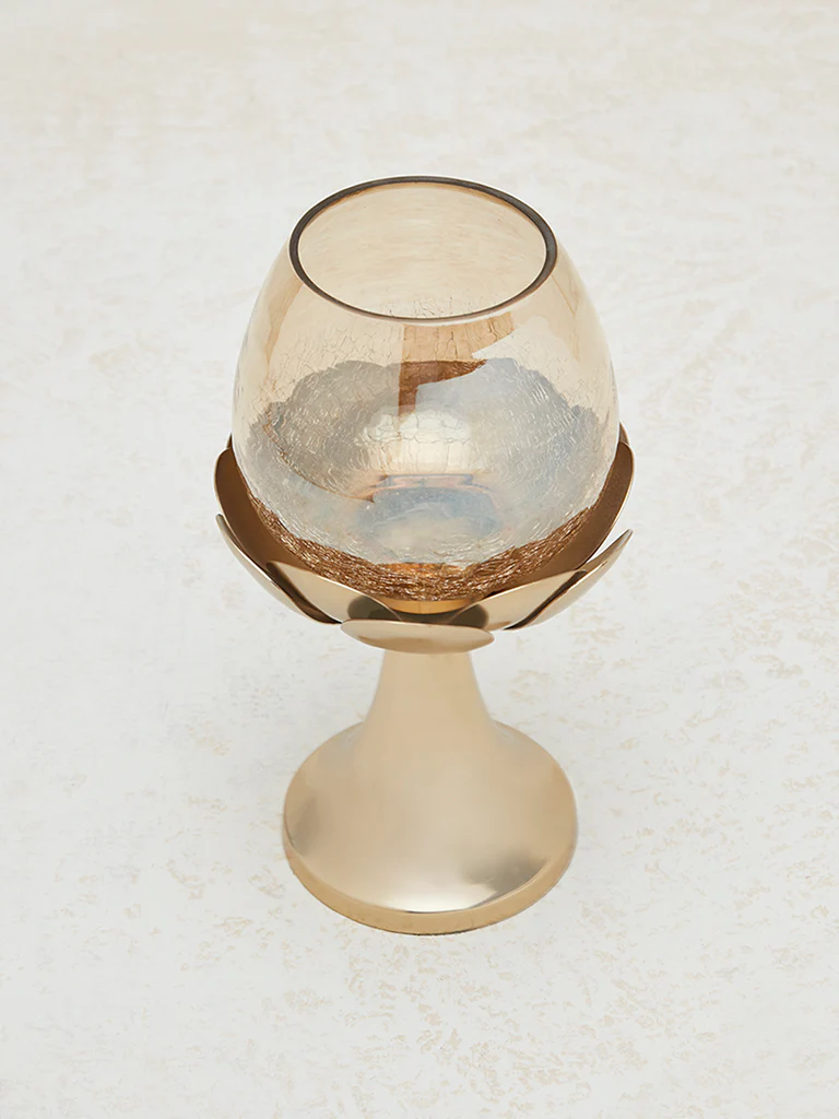 Westside Home Gold Lotus Design Votive Candle Holder - Image 2