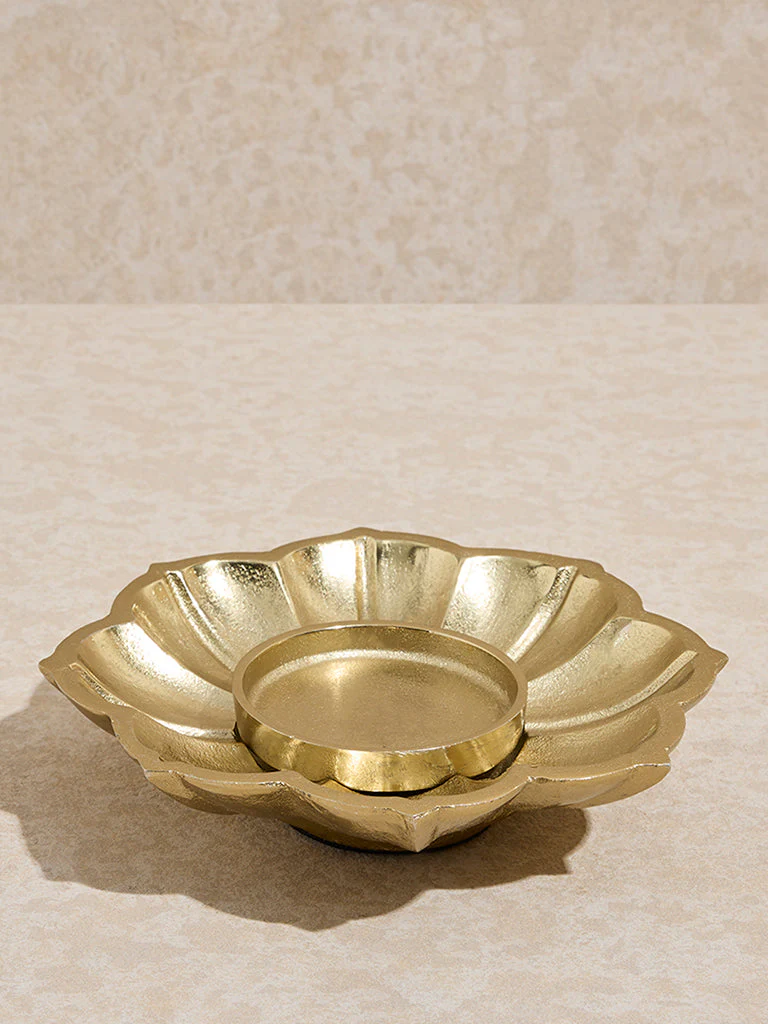 Westside Home Gold Lotus Pillar Candle Holder - Image 2