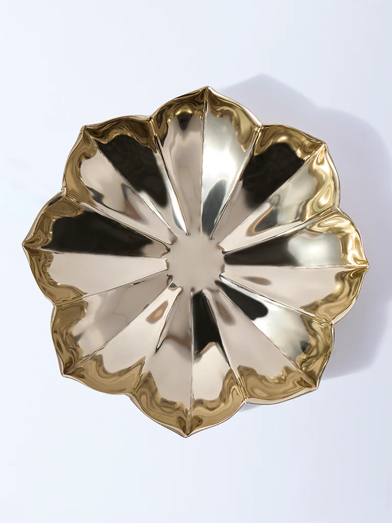 Westside Home Gold Metal Lotus Platter - Image 2