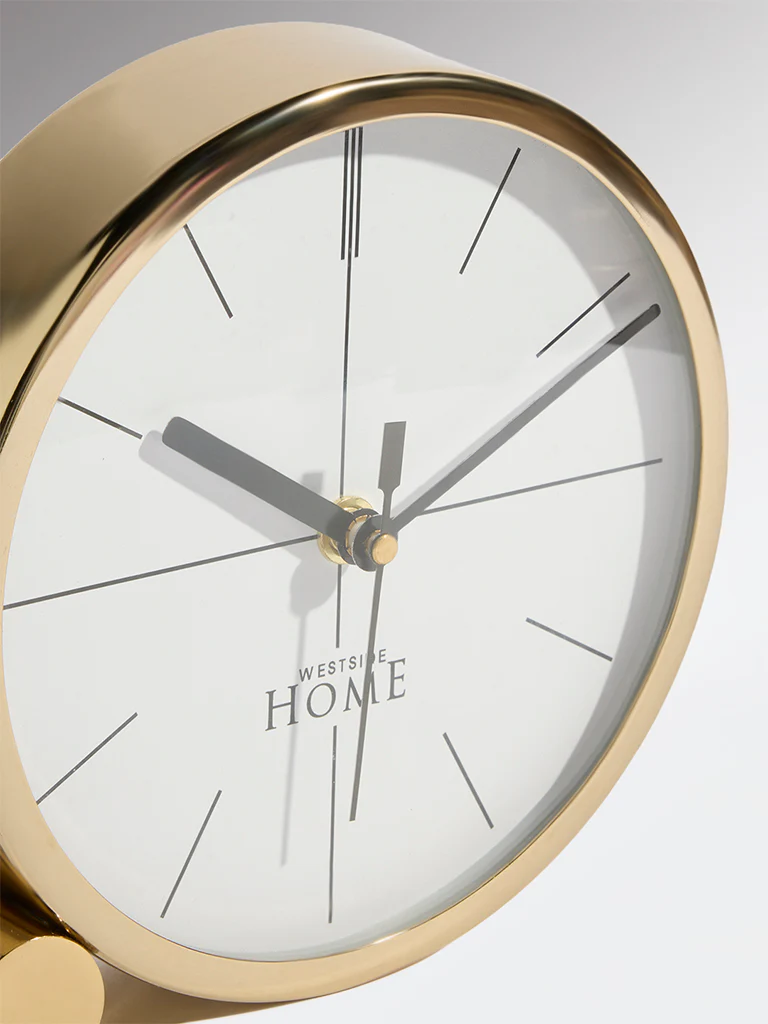 Westside Home Gold Metal Round Table Clock - Image 3