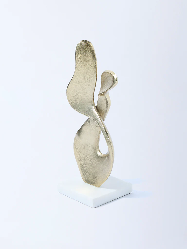 Westside Home Gold Modern Sculpture on Marble Stand - Image 2