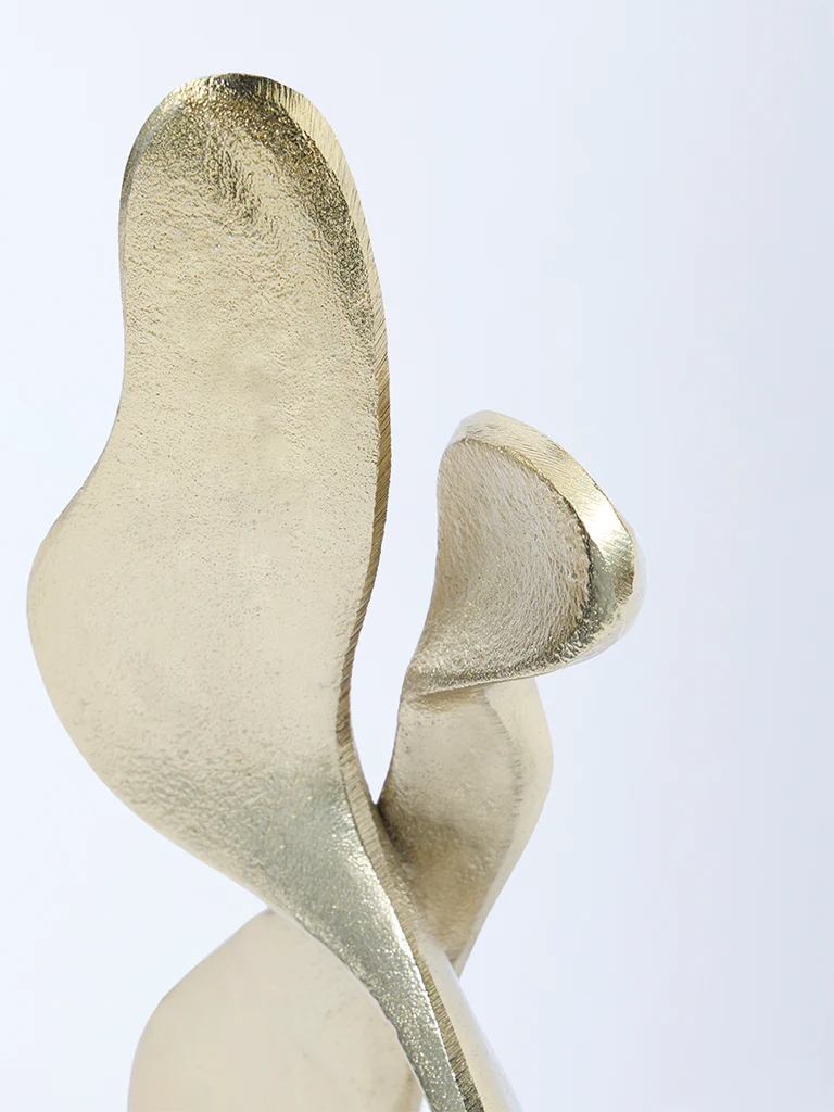 Westside Home Gold Modern Sculpture on Marble Stand - Image 3