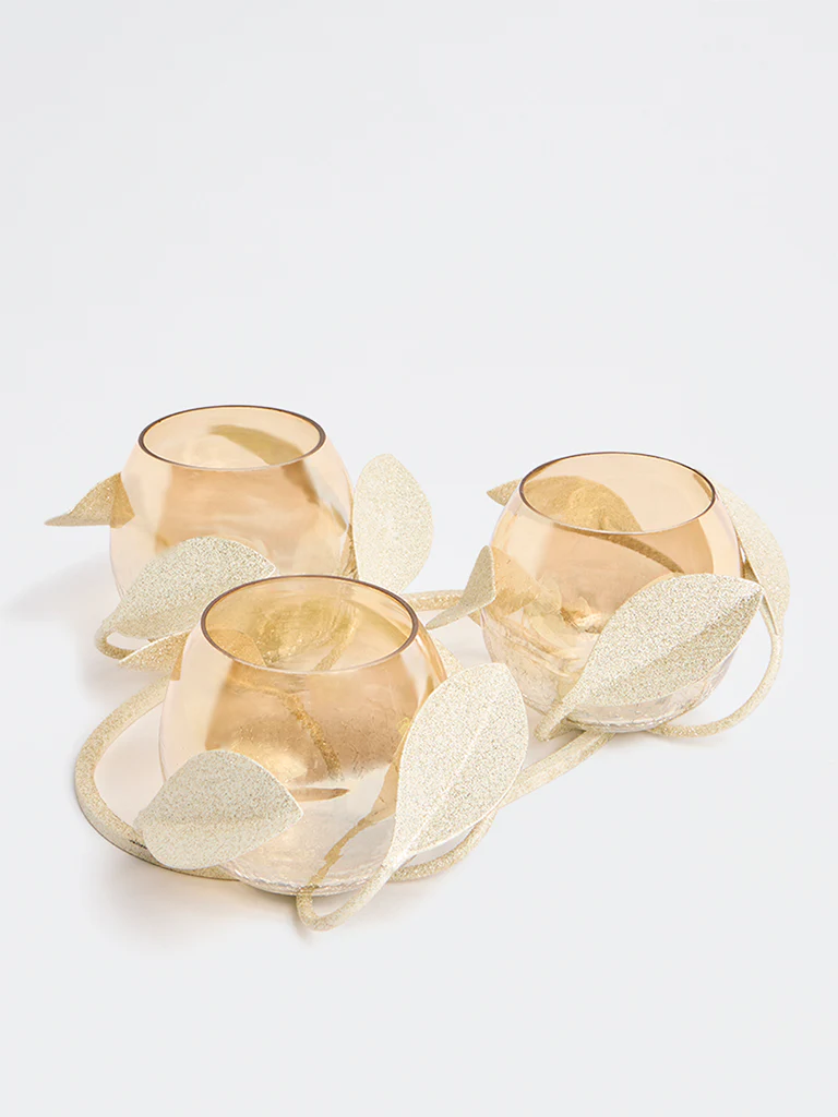 Westside Home White Oval Tripple Leaf Candle Stand - Image 2