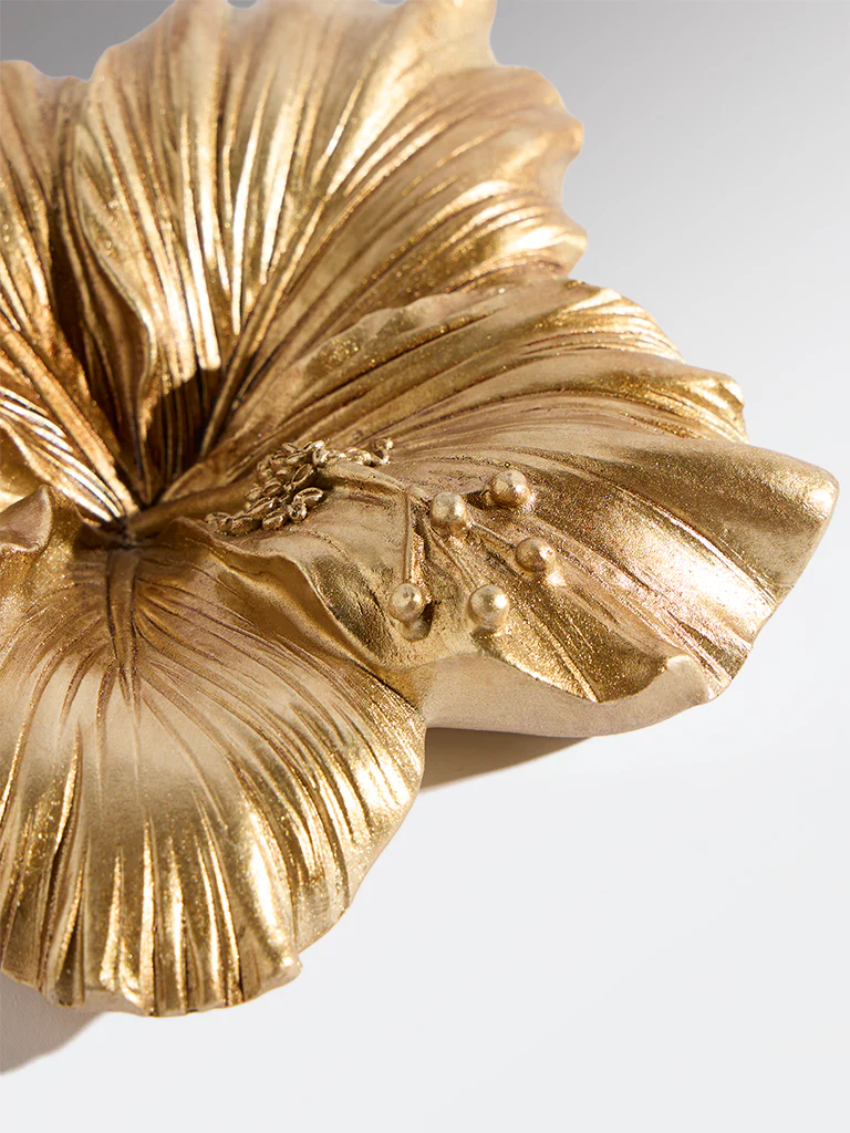 Westside Home Gold Resin Flower Decorative Object - Image 3