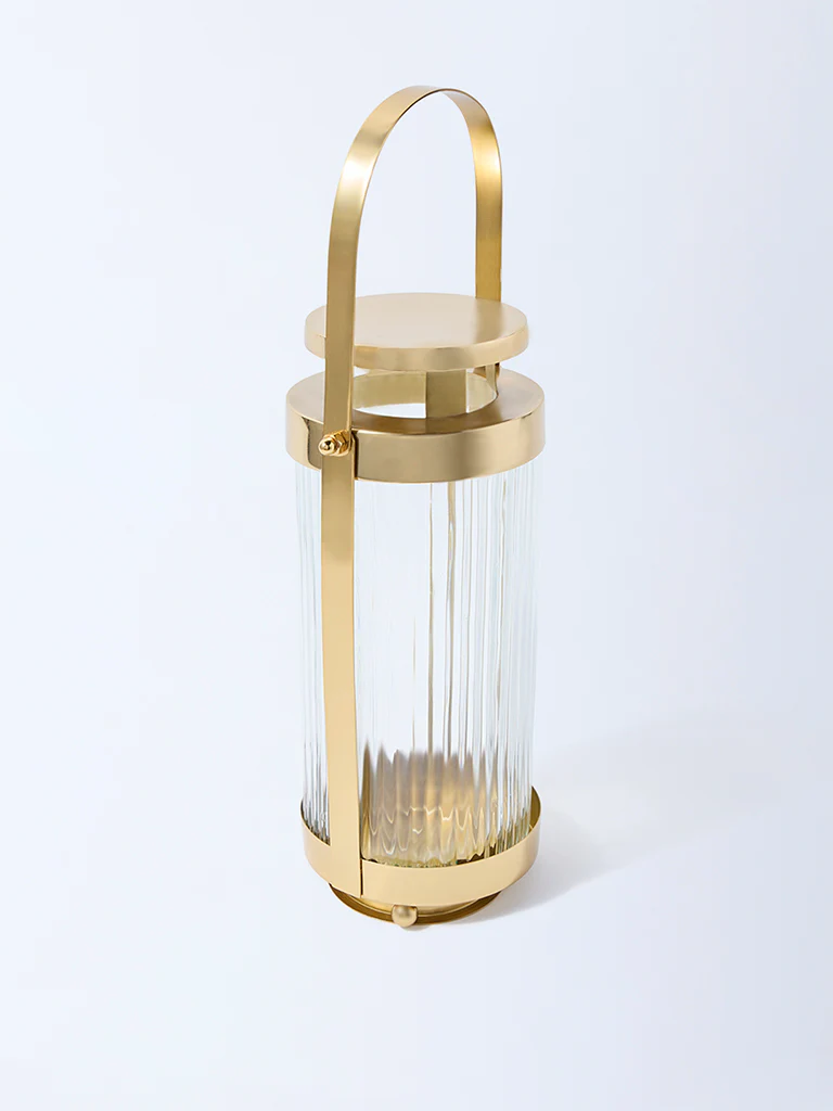 Westside Home Gold Ribbed-Textured Tall Lantern - Image 2