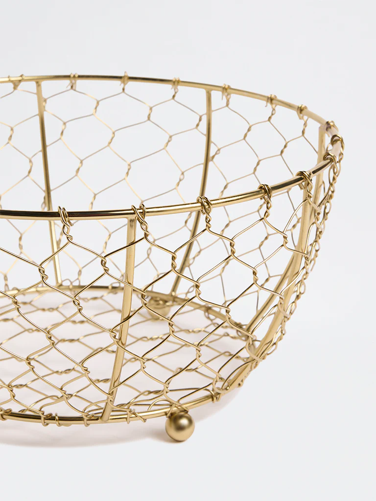 Westside Home Gold Round Wired Fruit Basket - Image 3