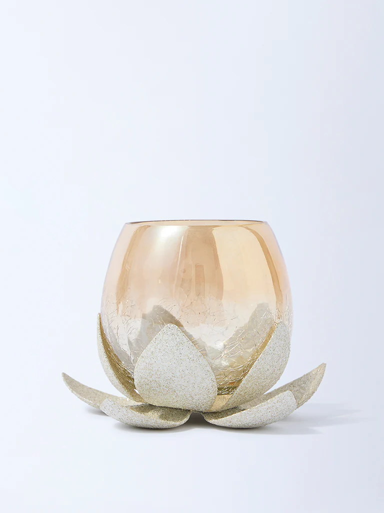 Westside Home Gold Single Leaf Design Tealight Candle Holder