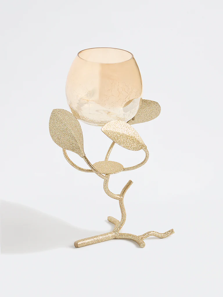 Westside Home Gold Single Leaf Design Tealight Holder - Image 3