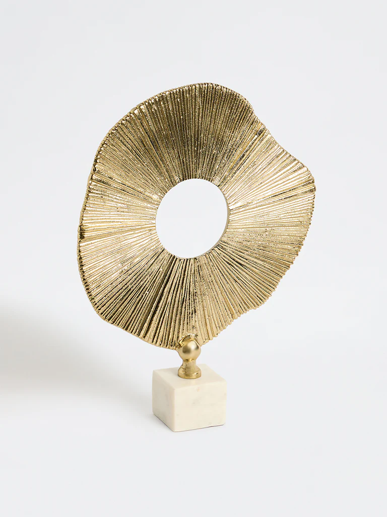 Westside Home Gold Sun Sculpture on Marble Stand - Image 3