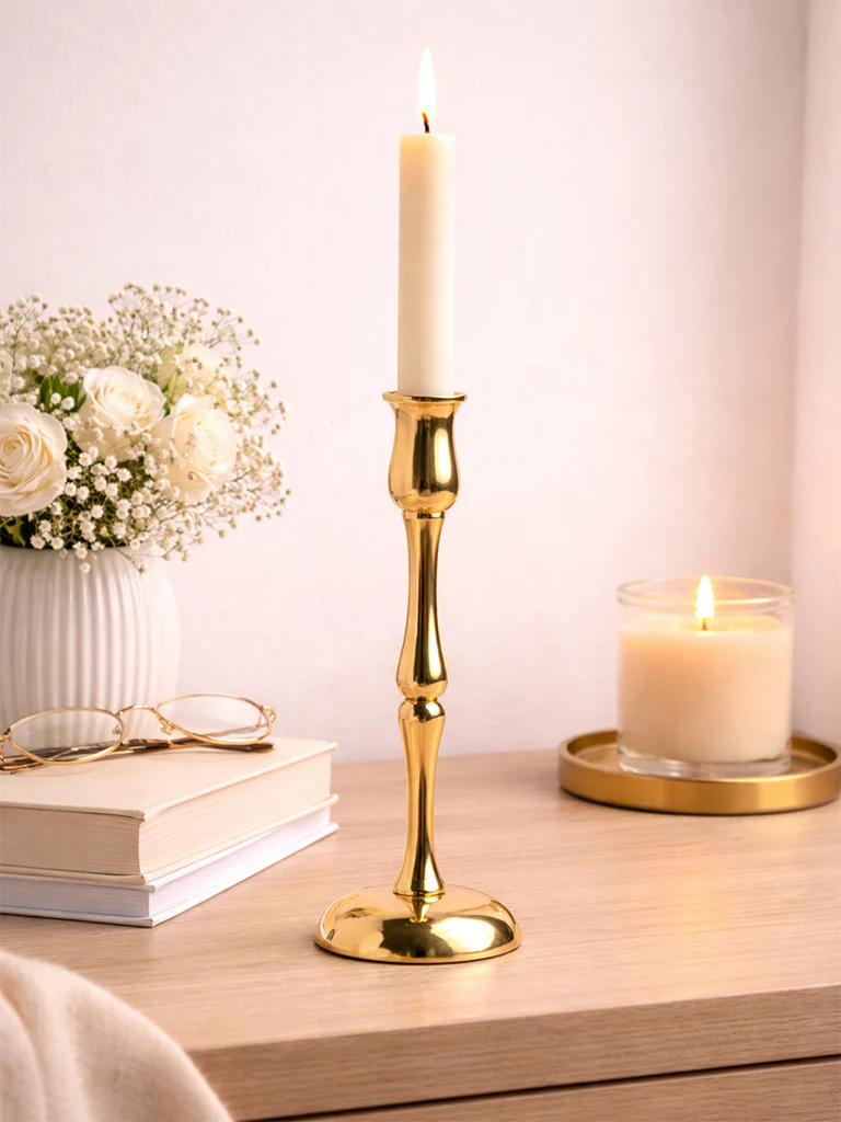 Westside Home Gold Tapered Candle Holder