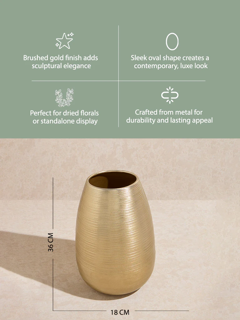 Westside Home Gold Textured Oval Vase - Image 4