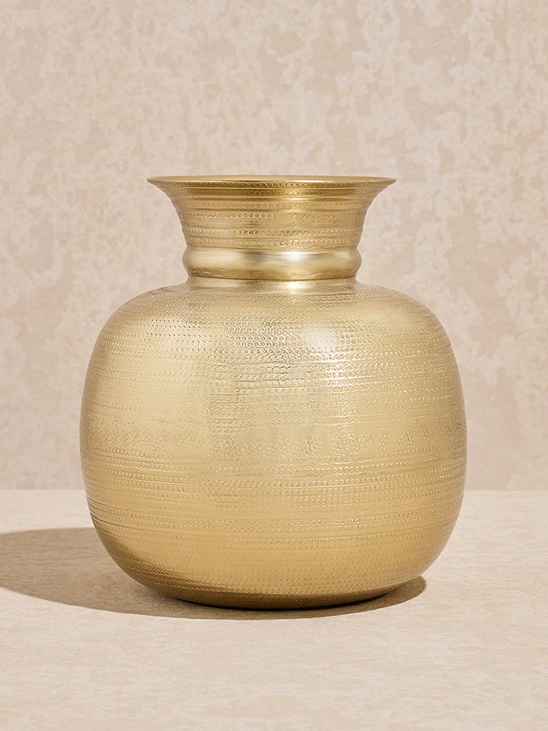 Westside Home Gold Textured Round Vase - Small - Image 2