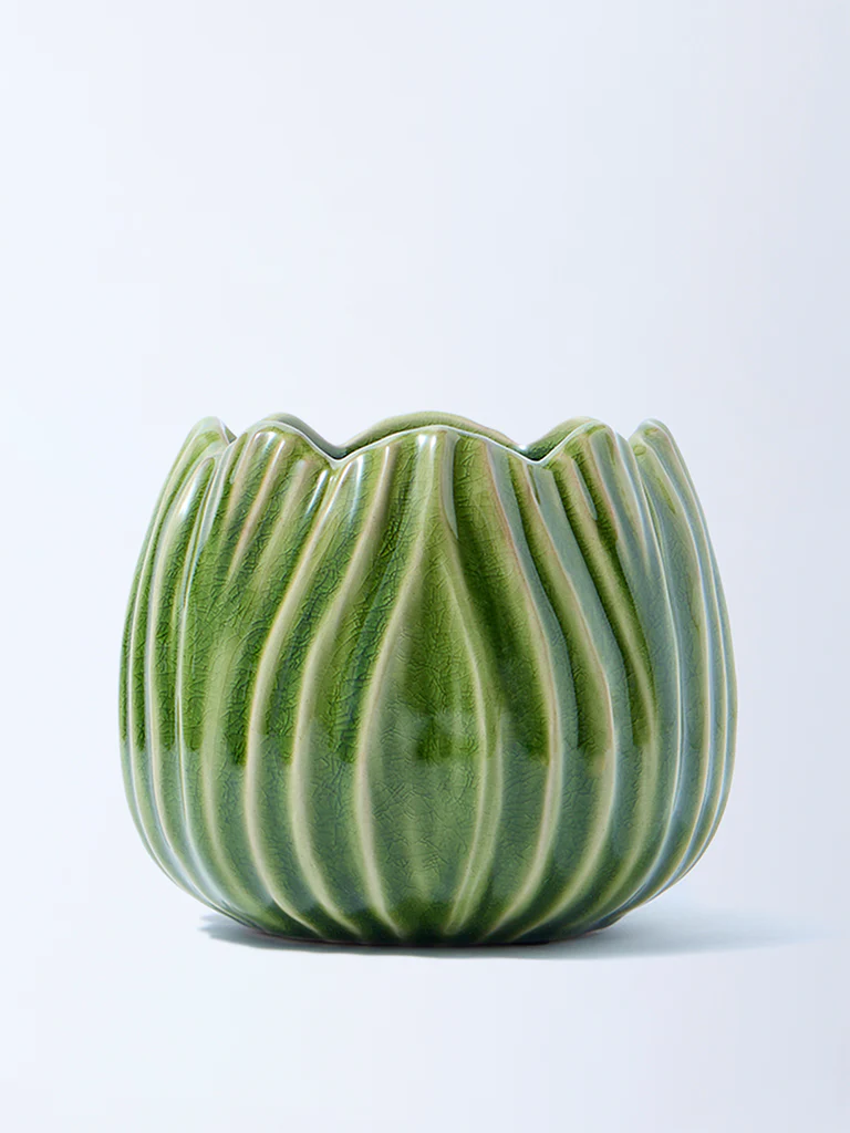 Westside Home Green Artichoke Ceramic Planter