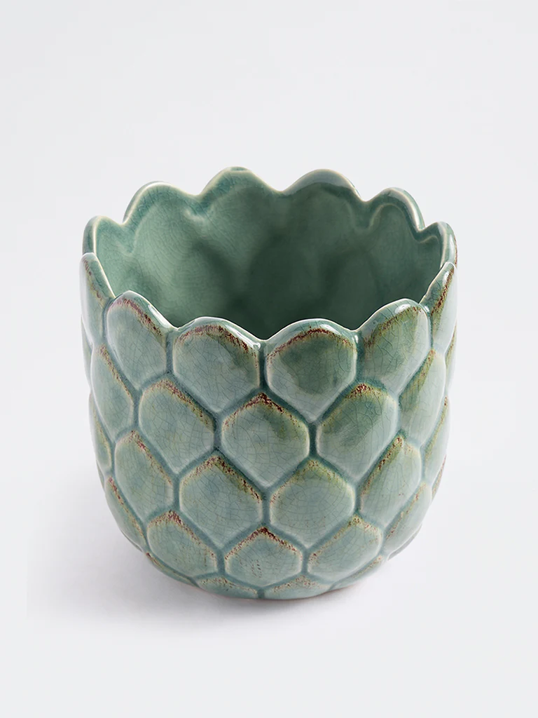 Westside Home Green Artichoke Ceramic Planter - Image 2