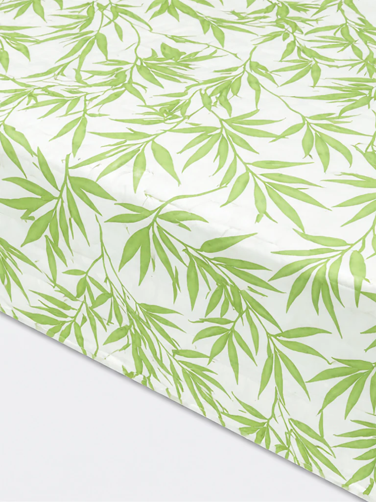 Westside Home Green Bamboo Leaf Printed Double Bed Sheet Set - Image 3