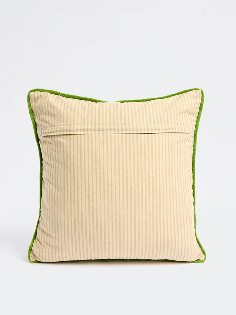 Westside Home Green Botanical Embroidered Cushion Cover - Image 3