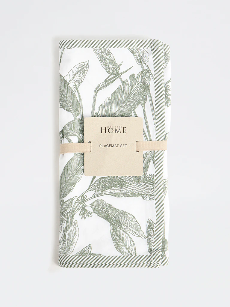 Westside Home Green Botanical Printed Placemat Set - Image 2