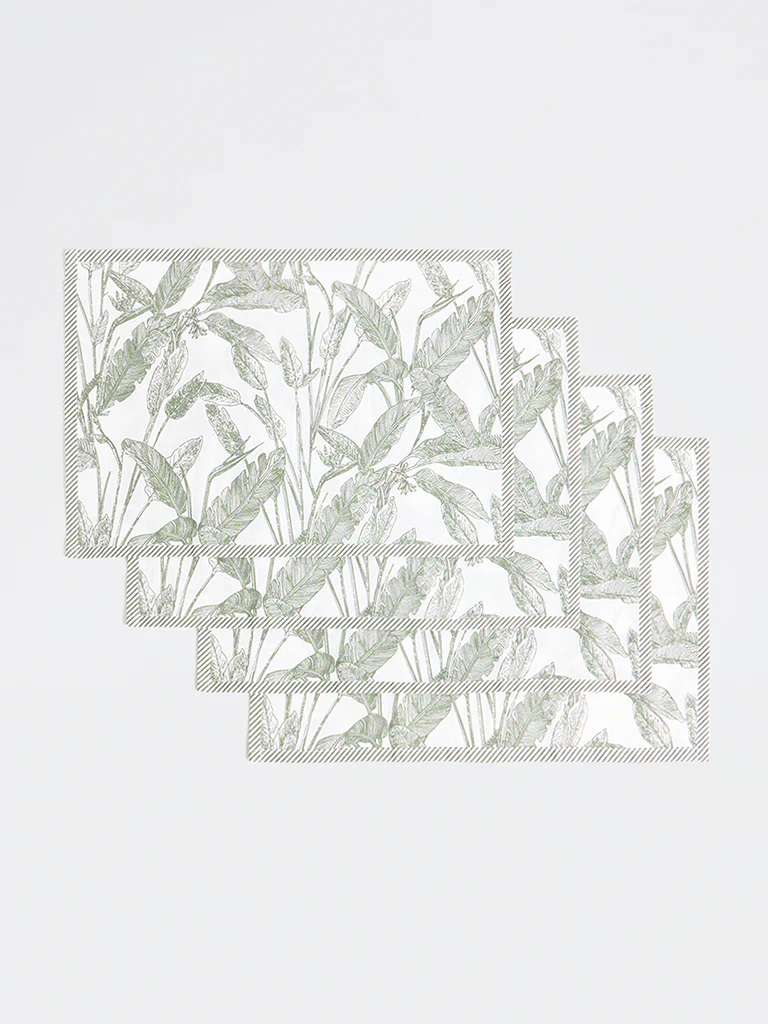 Westside Home Green Botanical Printed Placemat Set - Image 3