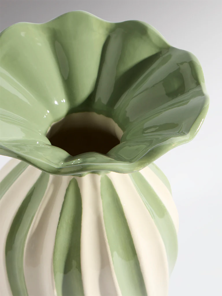 Westside Home Green Ceramic Frill Vase - Large - Image 3