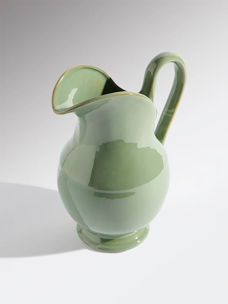 Westside Home Green Ceramic Jug Vase - Image 2
