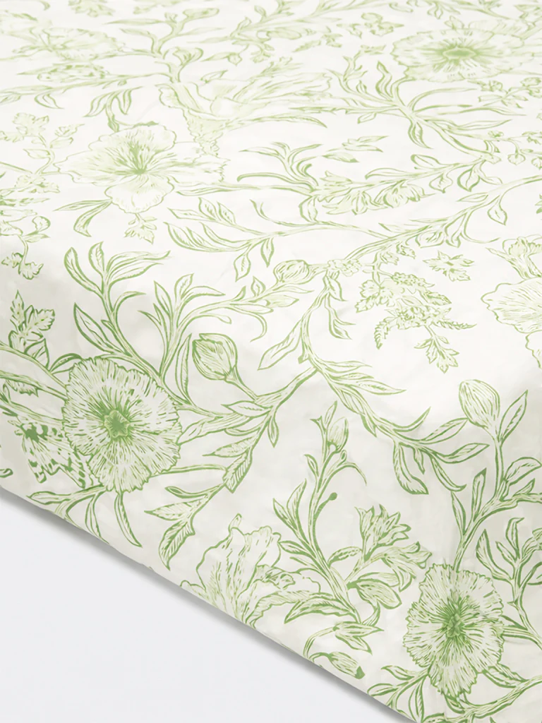 Westside Home Green Floral Pattern Double Bed Sheet Set - Image 3