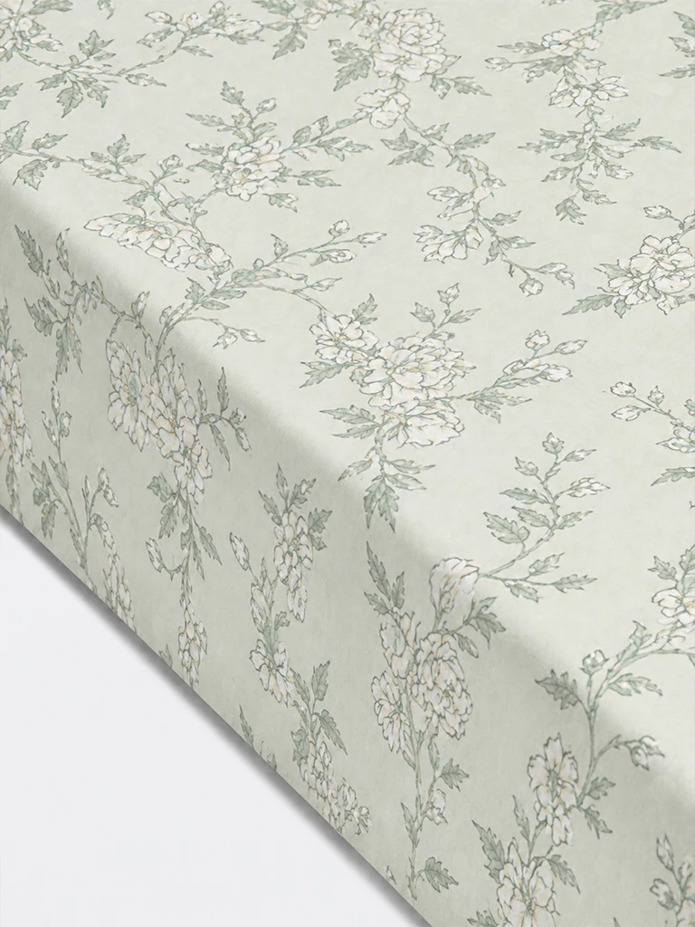 Westside Home Green Floral Printed Queen Bed Sheet Set - Image 3