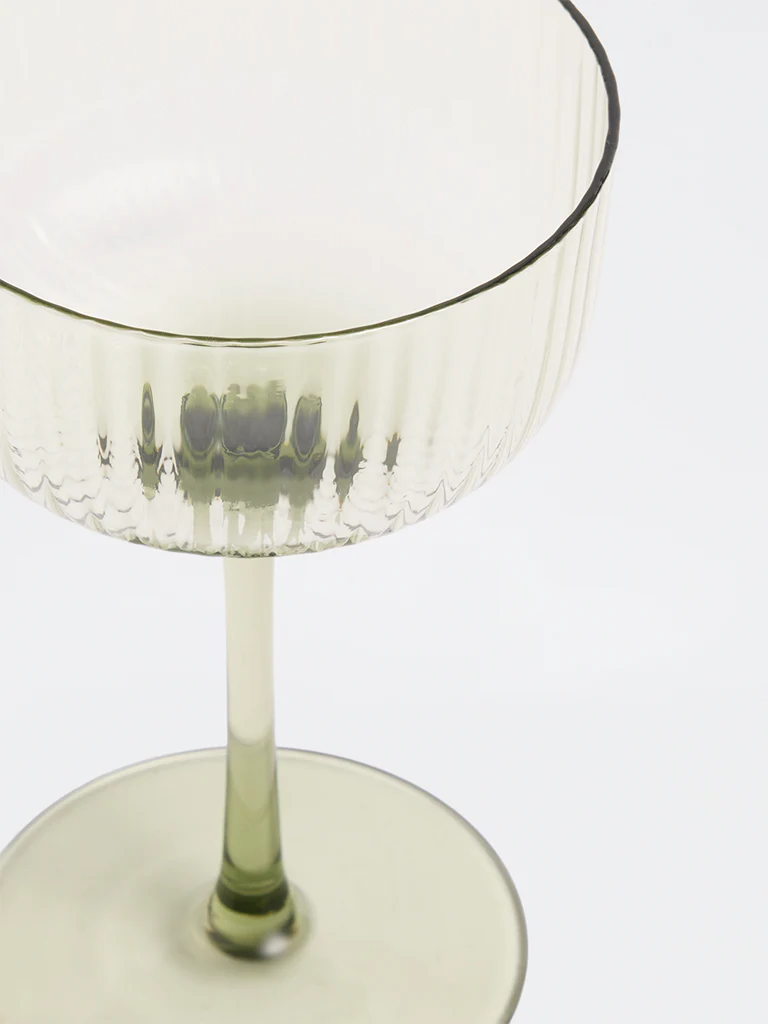 Westside Home Green Fluted Coupe Glass - Image 3