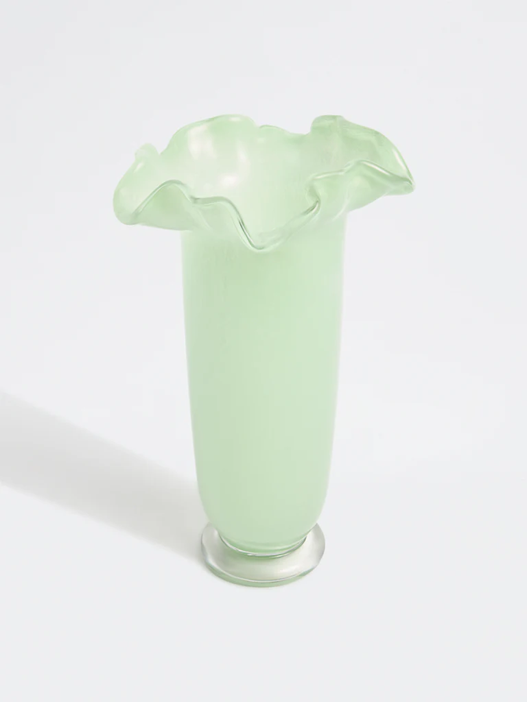 Westside Home Green Frill Glass Vase - Image 2