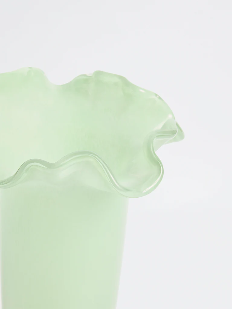 Westside Home Green Frill Glass Vase - Image 3