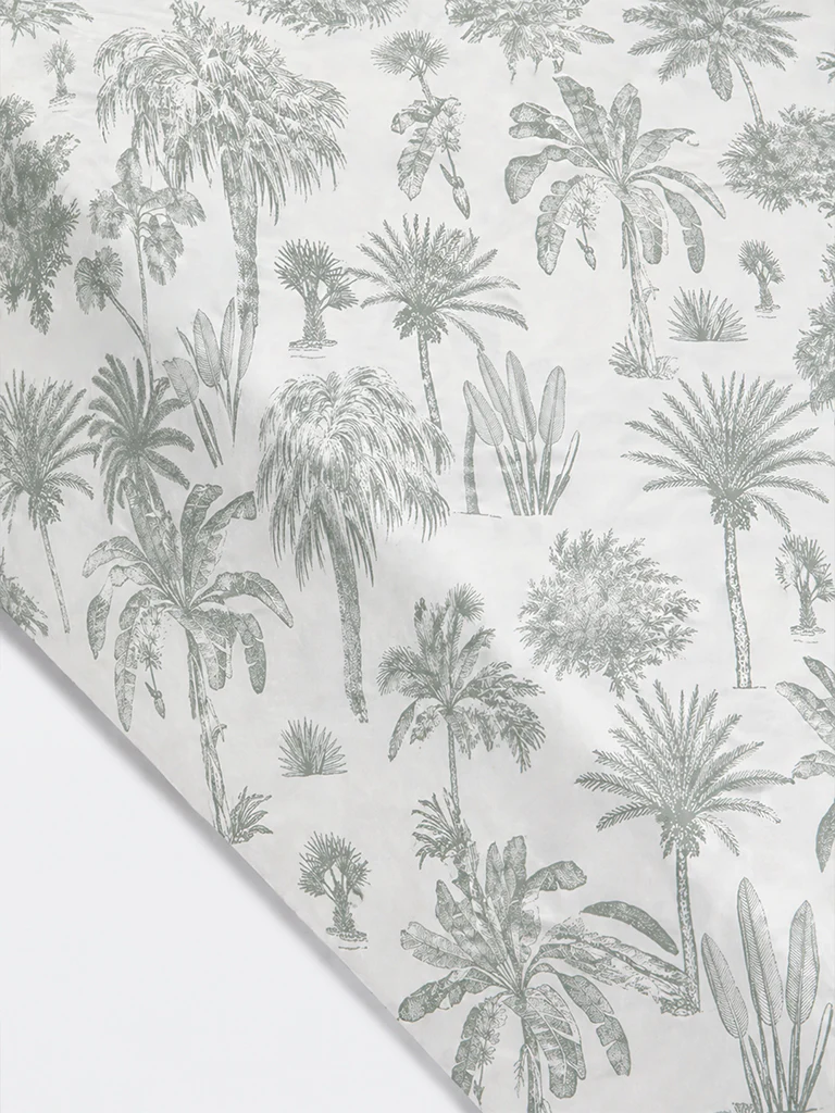 Westside Home Green Palm Tree Printed Queen Bed Sheet Set - Image 3